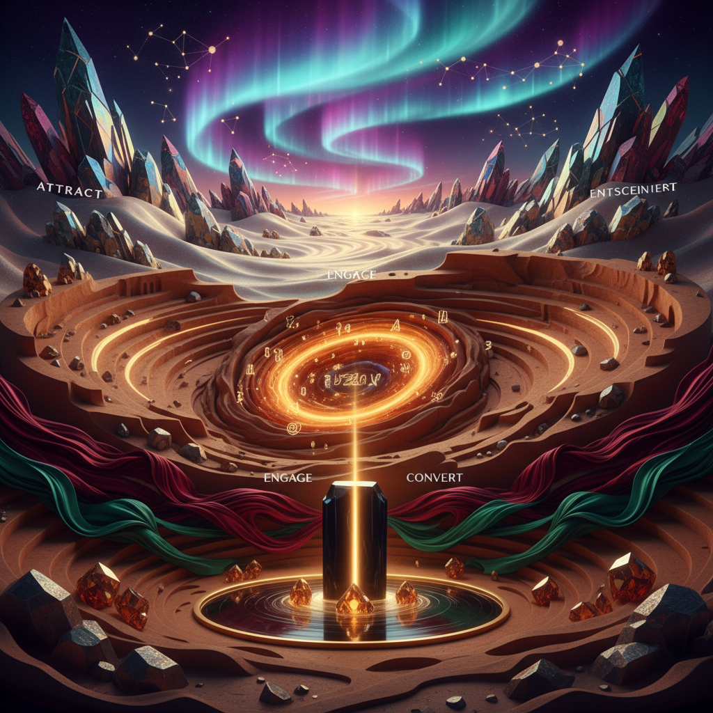 An infographic showing the three stages of a high-conversion marketing funnel for entertainment brands