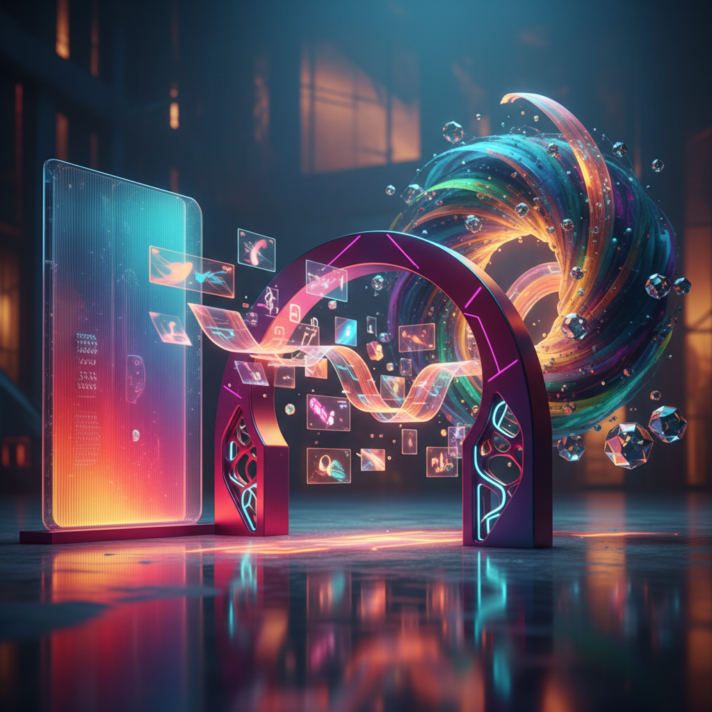 A futuristic entertainment venue utilizing blended digital and physical marketing elements to attract customers